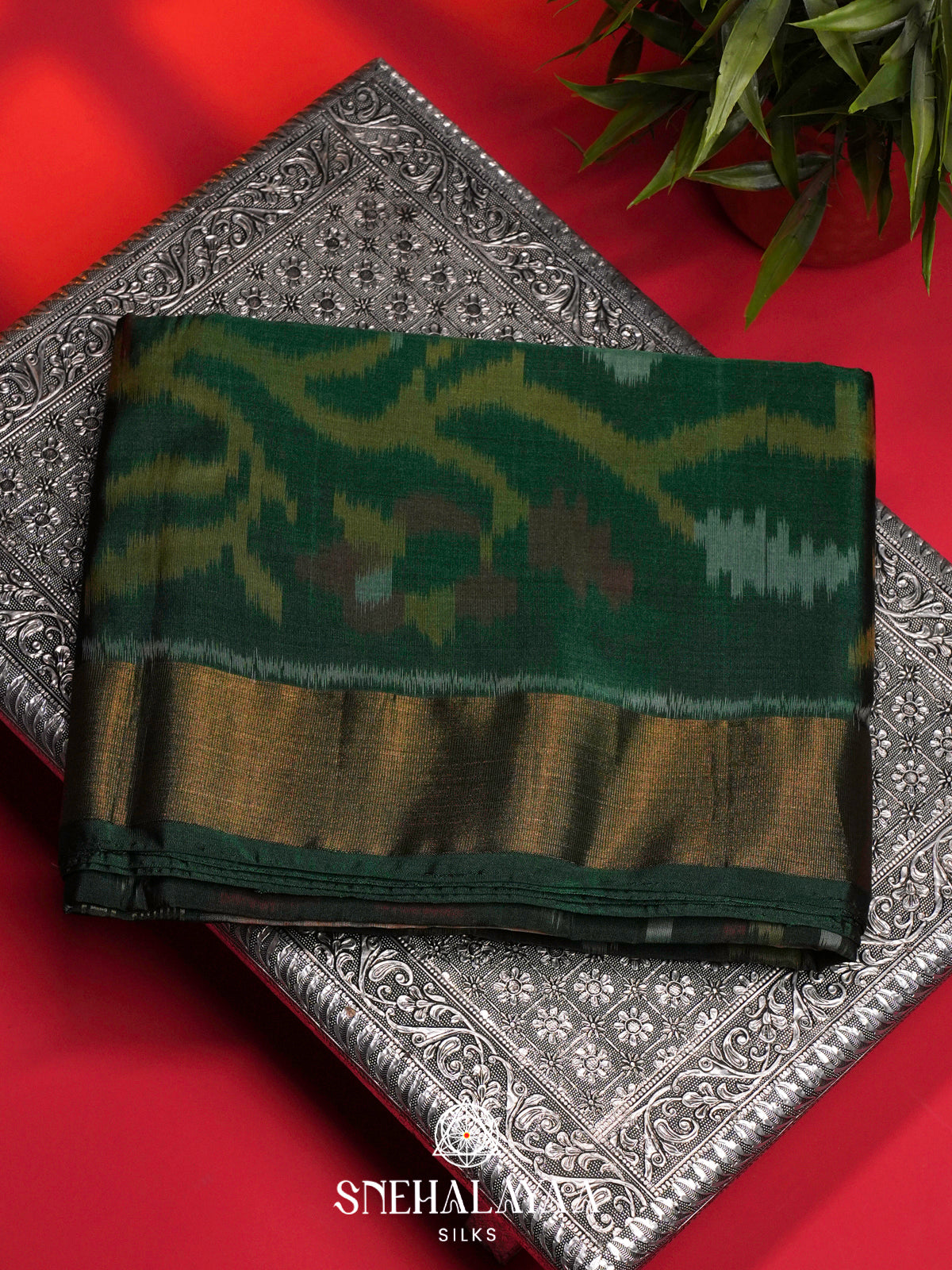 Beige Ikat Silk Cotton Saree