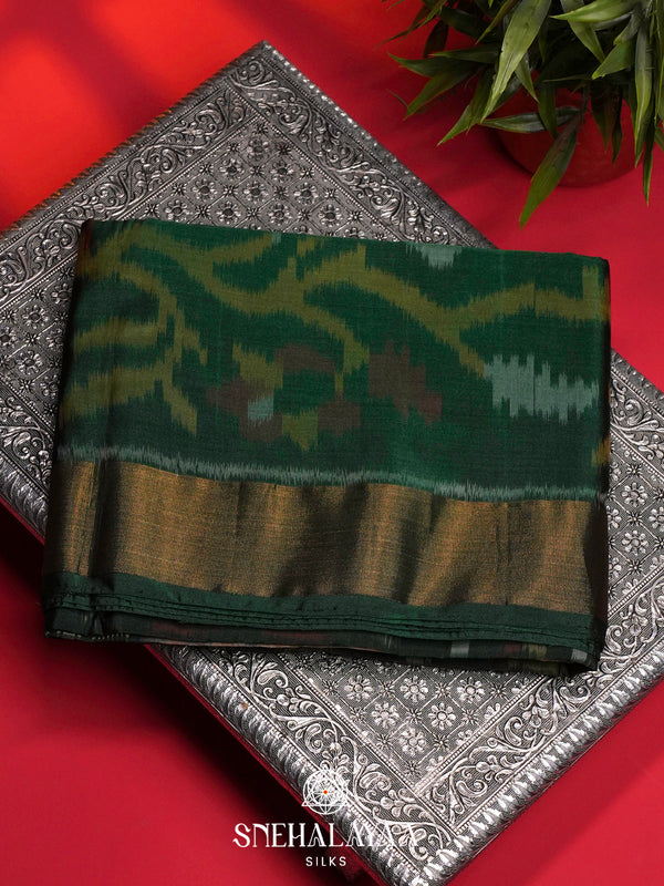 Beige Ikat Silk Cotton Saree