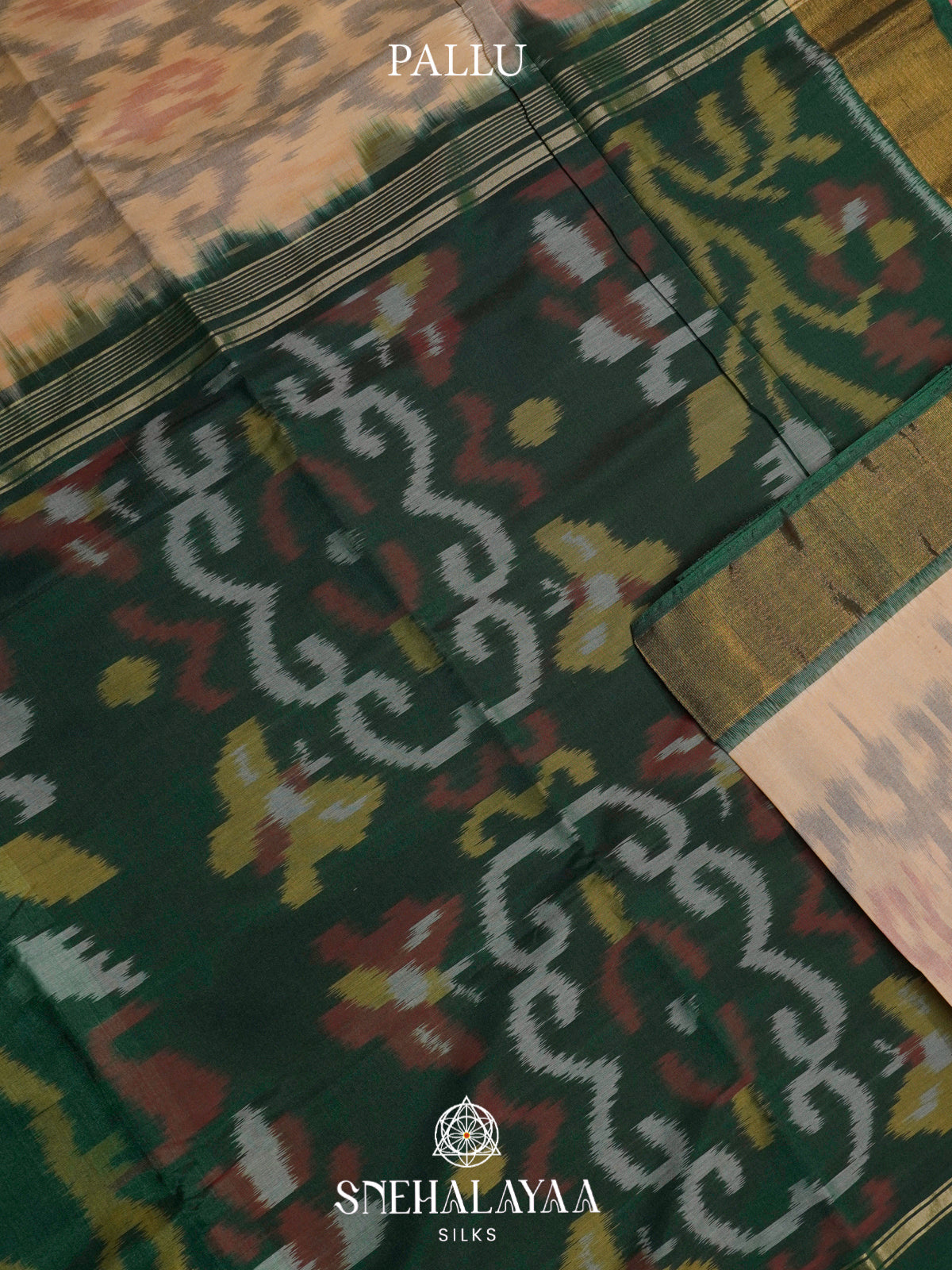 Beige Ikat Silk Cotton Saree