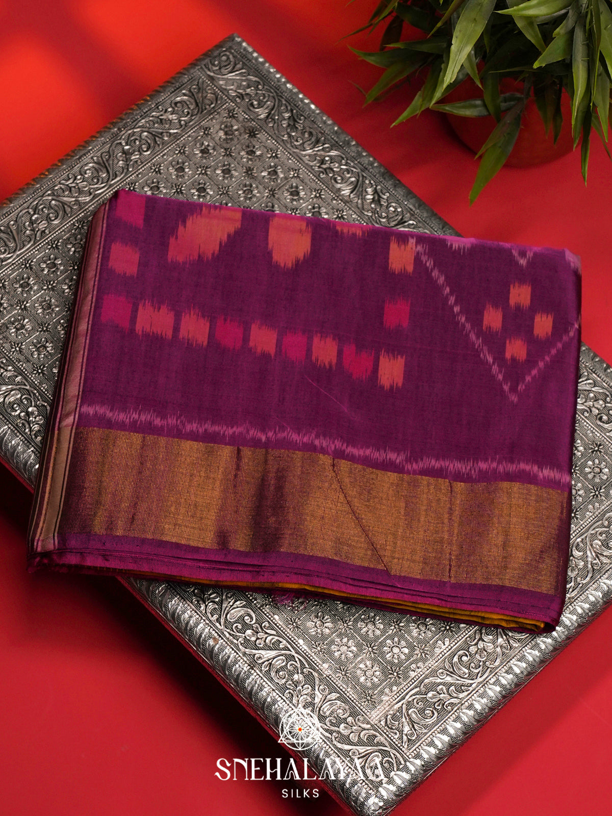 Mango Yellow Ikat Silk Cotton Saree
