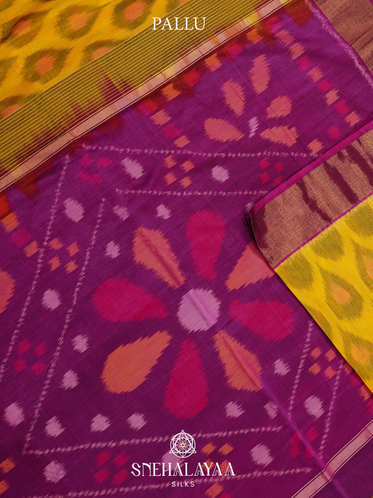 Mango Yellow Ikat Silk Cotton Saree