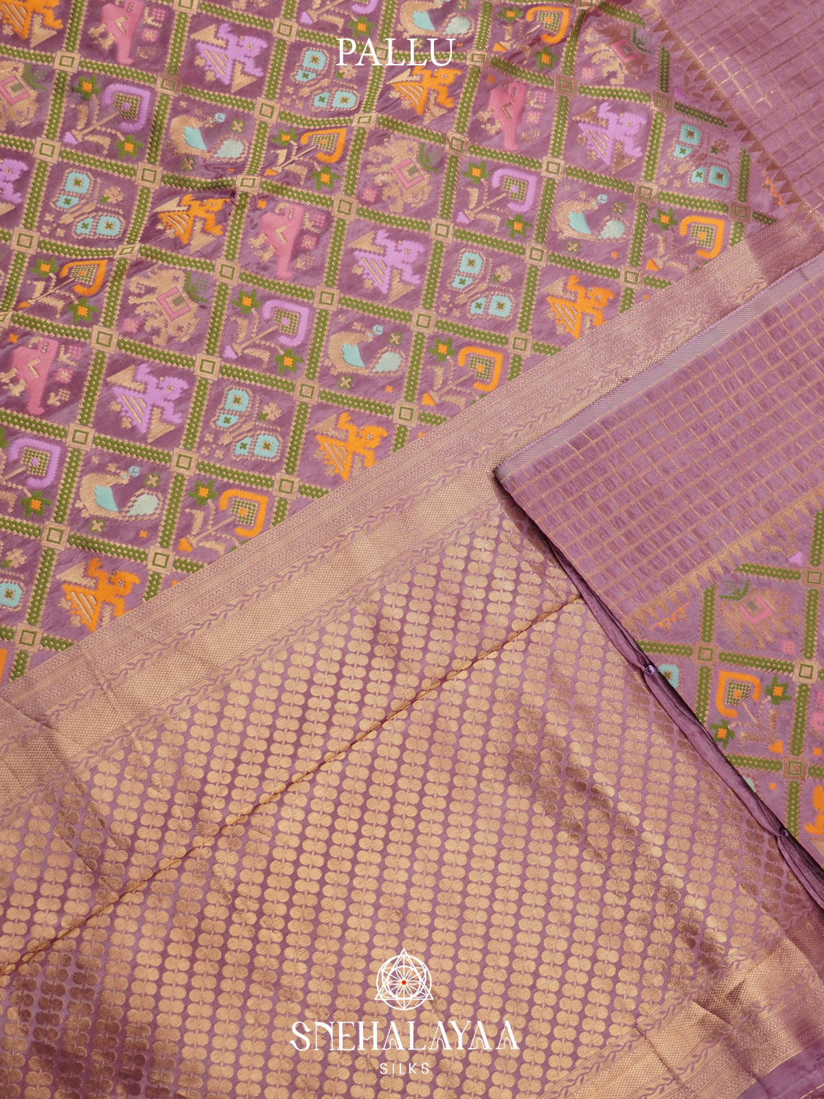 Dusty Mauve Semi Pochampally Saree with Multicolour Traditional Ikkat Weave