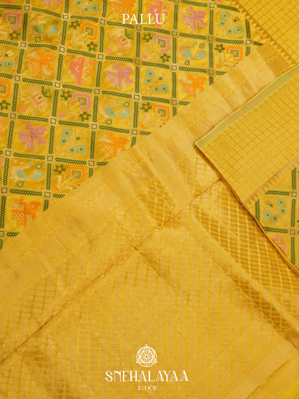 Yellow Semi Pochampally Saree with Multicolour Traditional Ikkat Weave