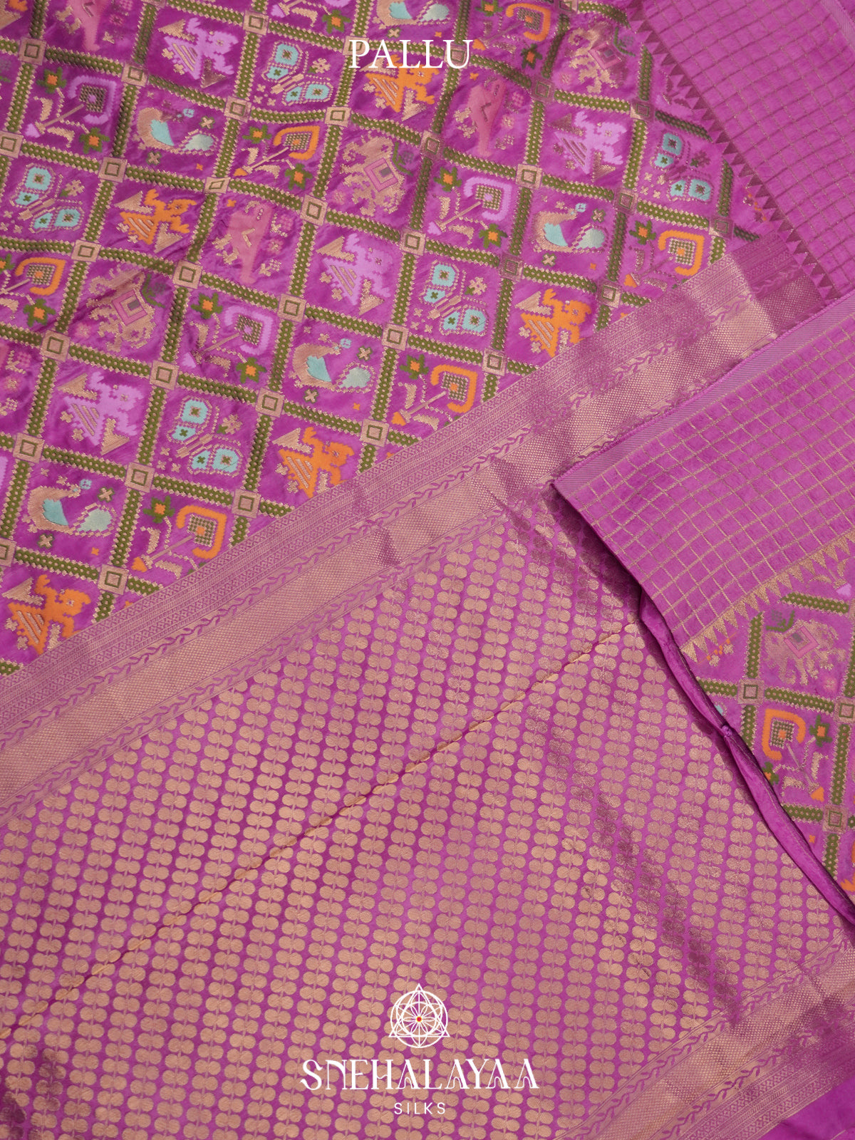 Orchid Pink Semi Pochampally Saree with Multicolour Traditional Ikkat Weave