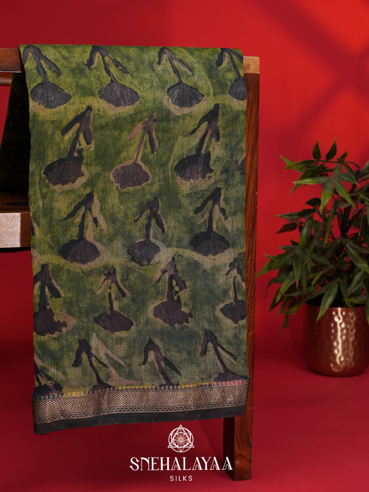 Olive Green  Chanderi Saree