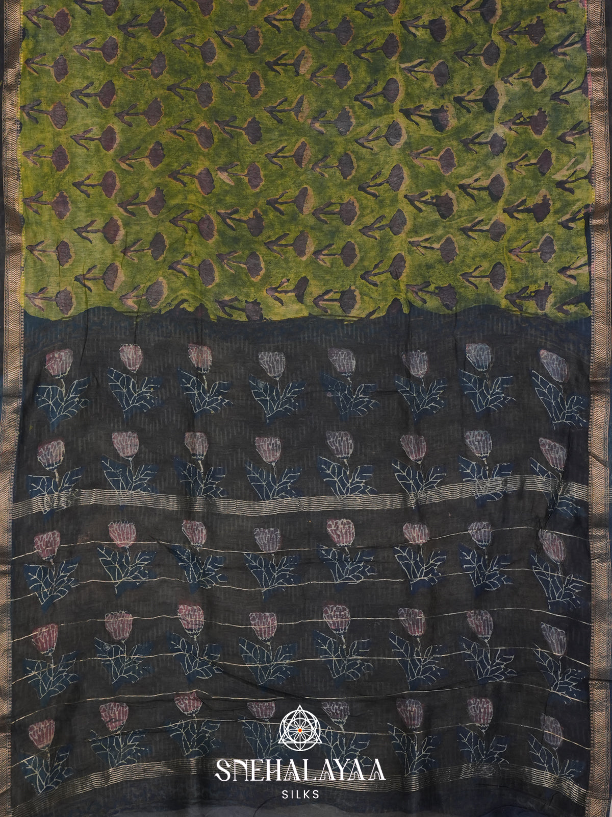 Olive Green  Chanderi Saree