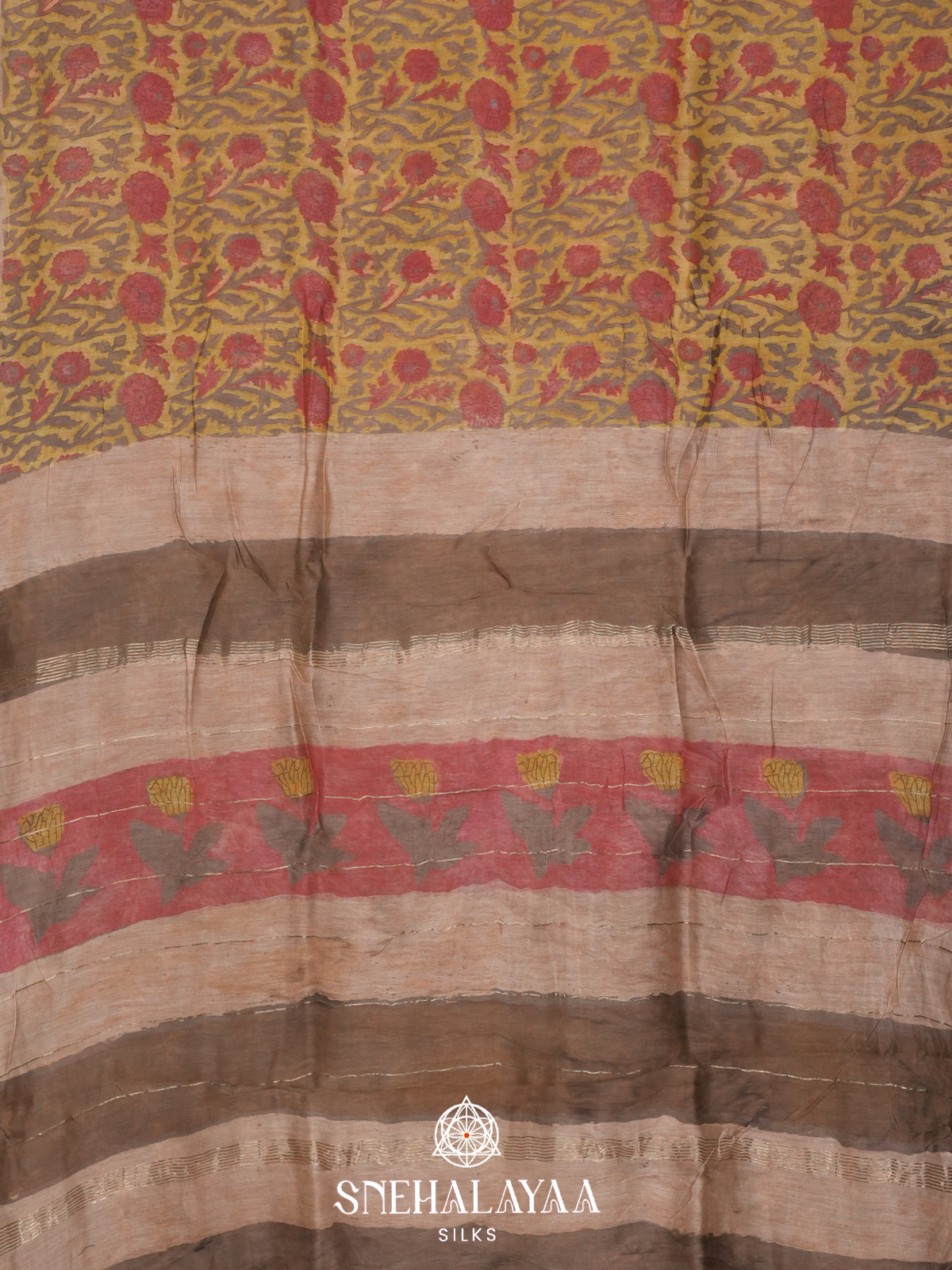 Mustard Yellow Chanderi Saree