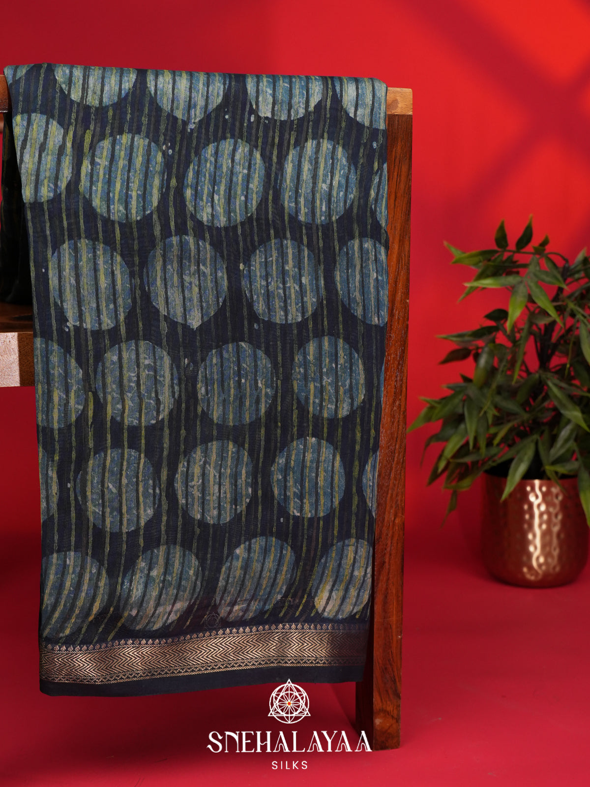 Midnight Blue Chanderi Saree