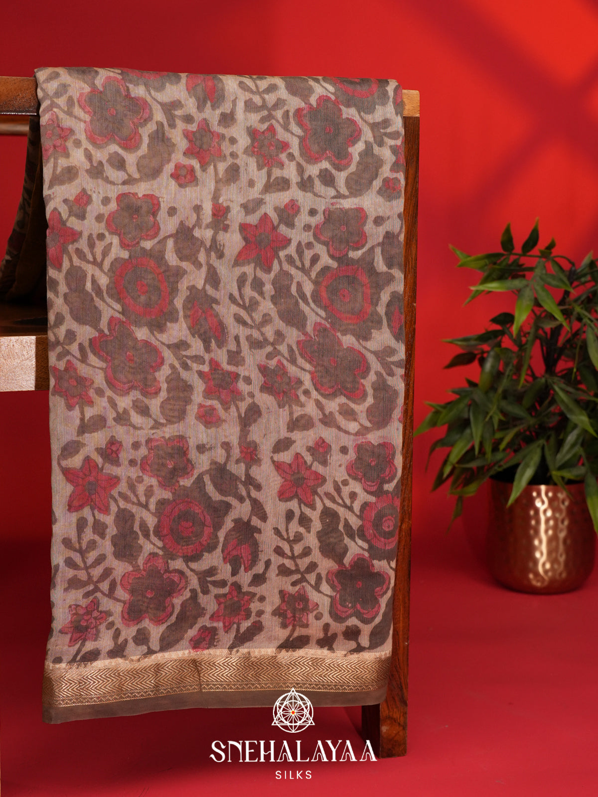 Pale Brown Chanderi Saree