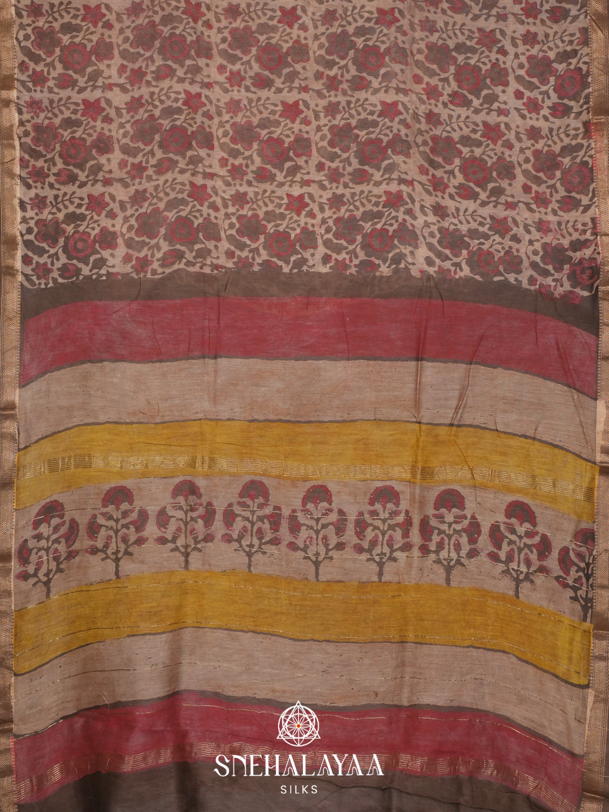Pale Brown Chanderi Saree