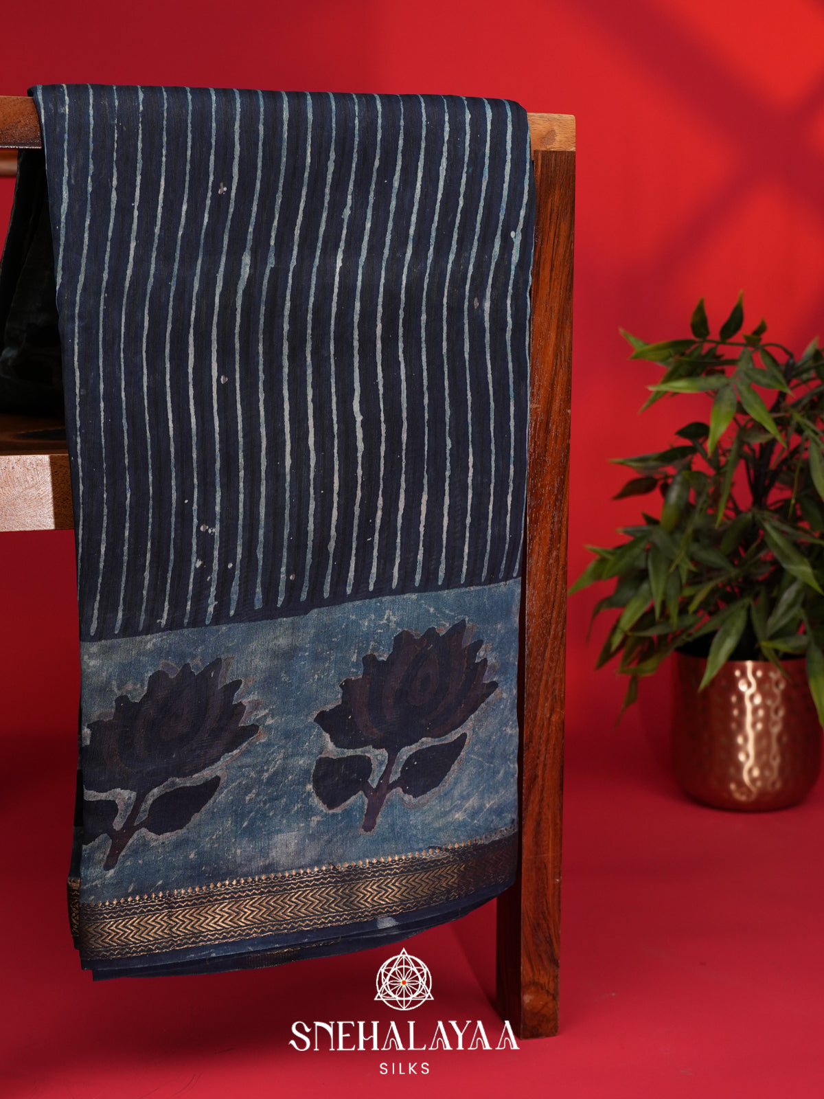 Navy Blue Chanderi Saree