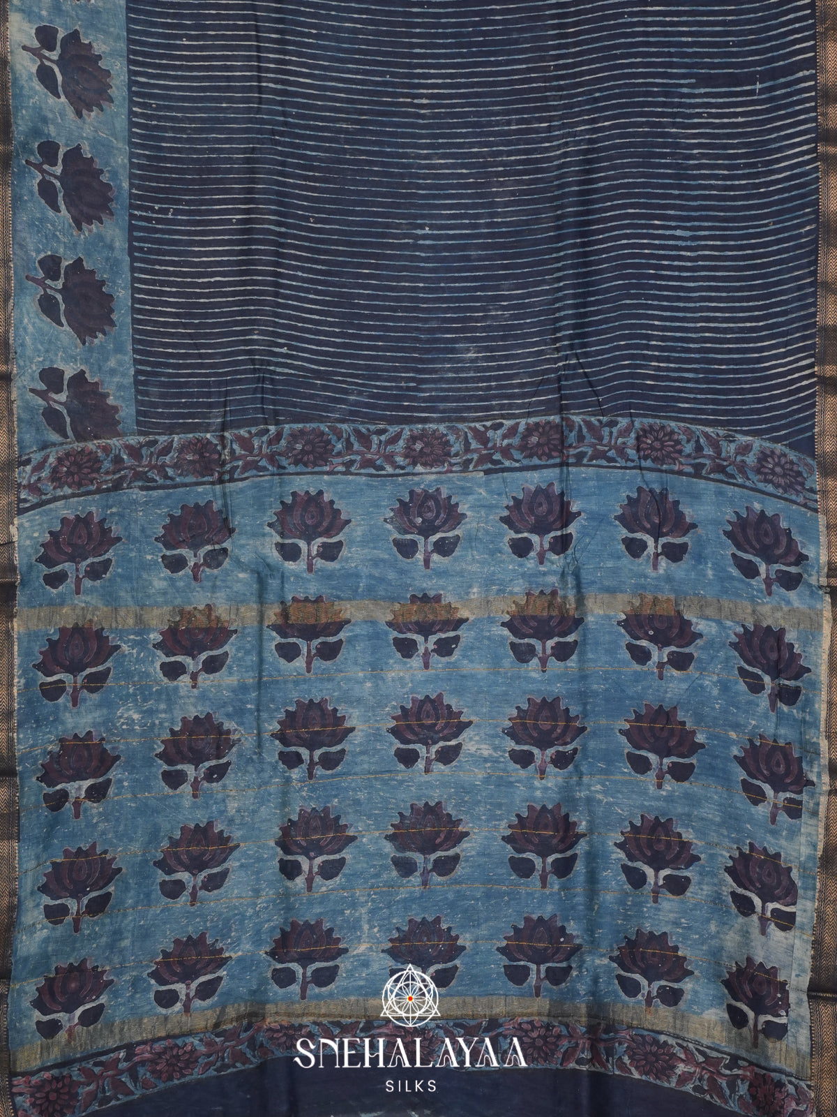 Navy Blue Chanderi Saree