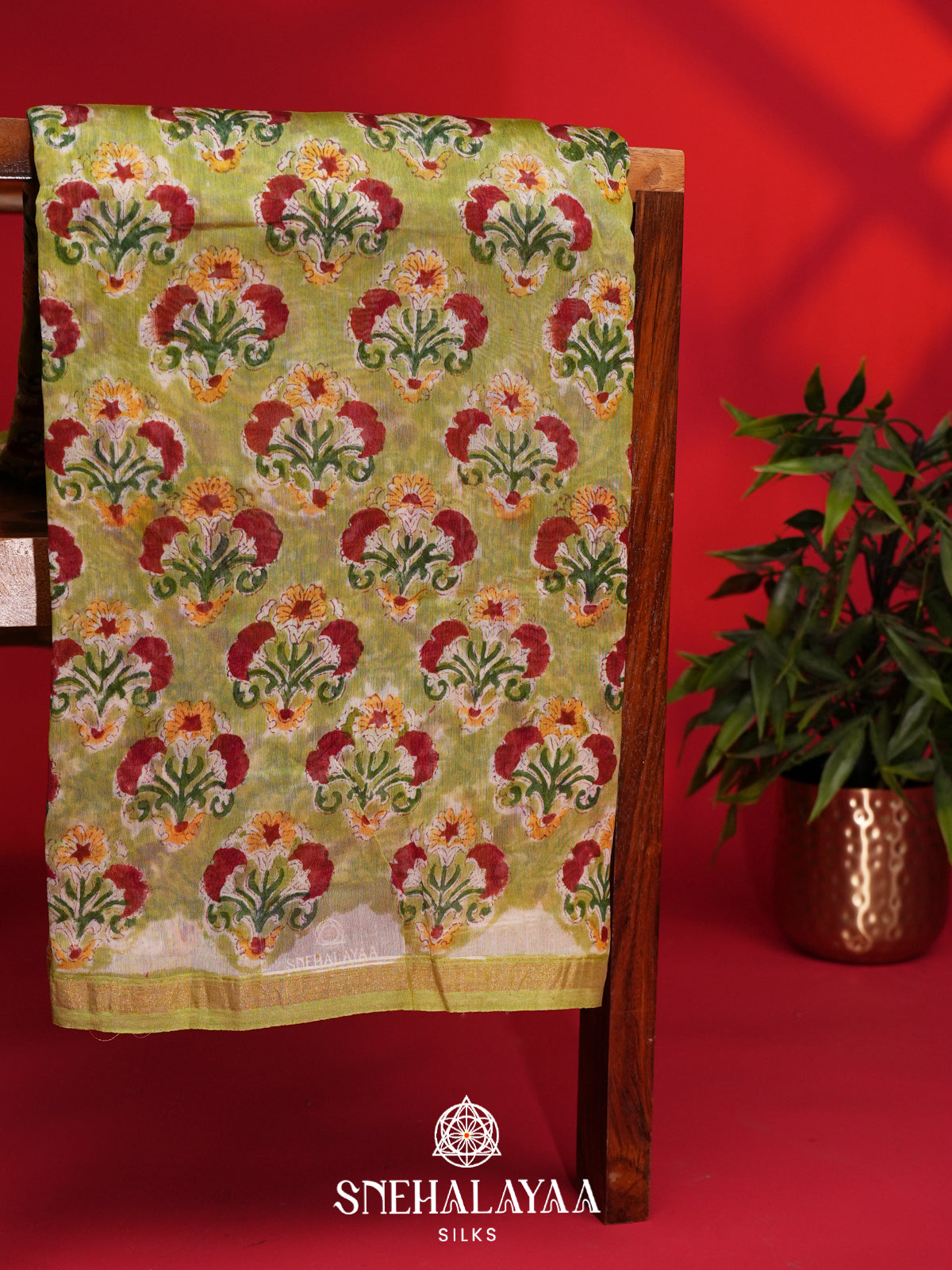 Moss Green Chanderi Saree