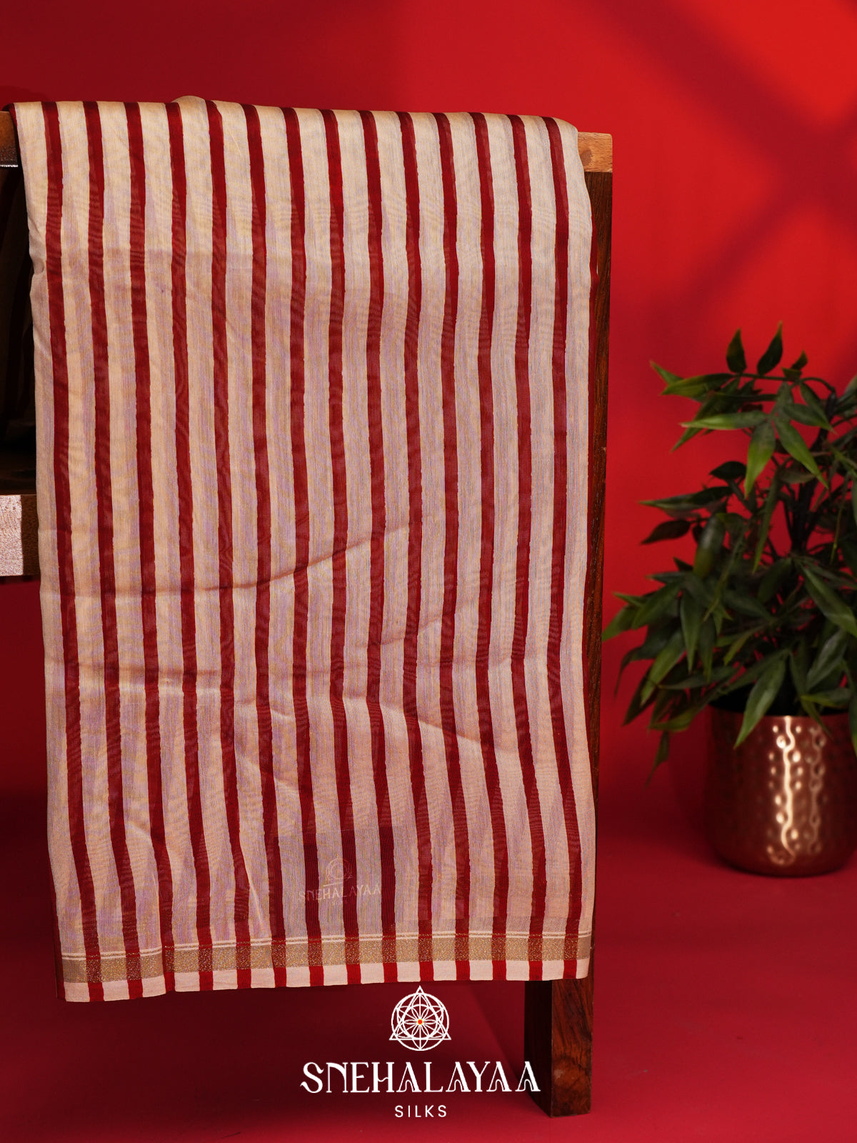 Beige Chanderi Saree