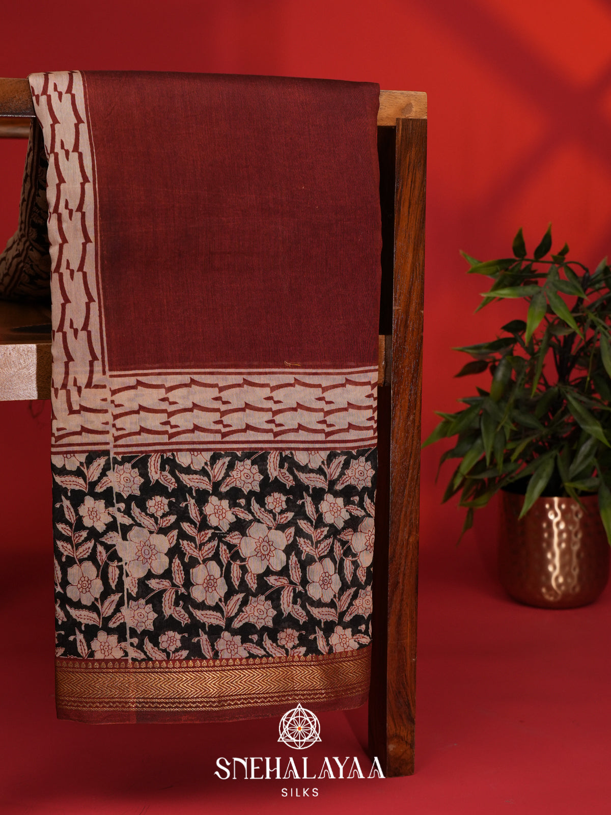 Maroon Chanderi Saree