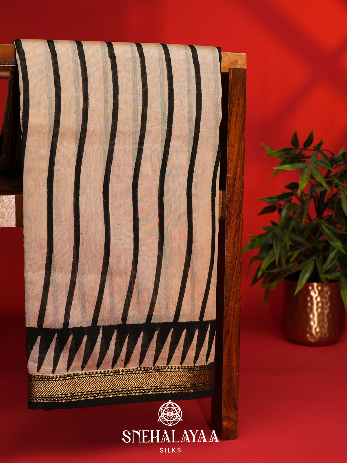 Beige Chanderi Saree
