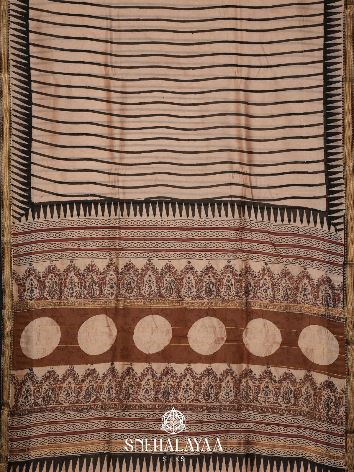 Beige Chanderi Saree