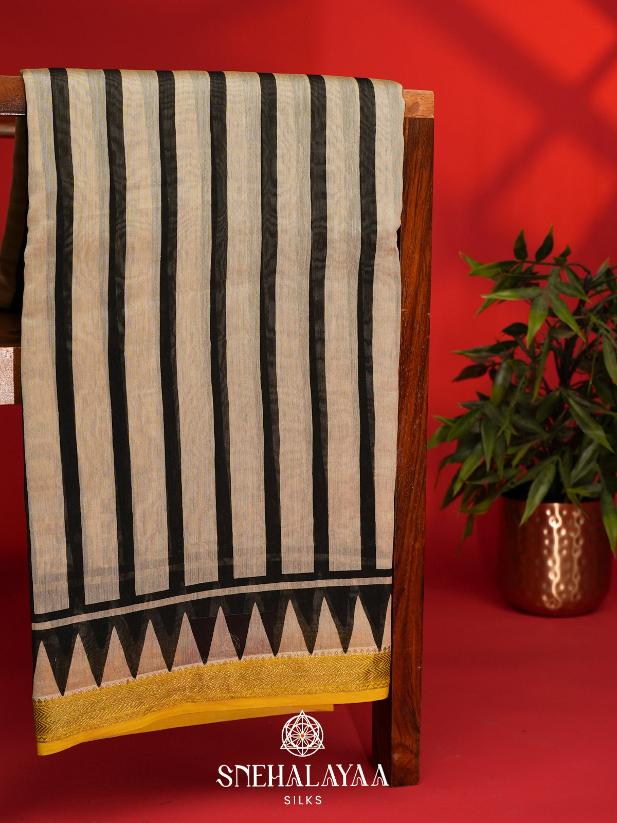 Beige Chanderi Saree
