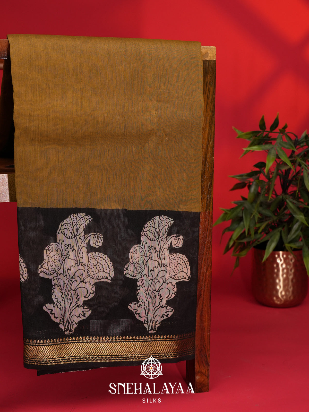 Mehandi Green Chanderi Saree