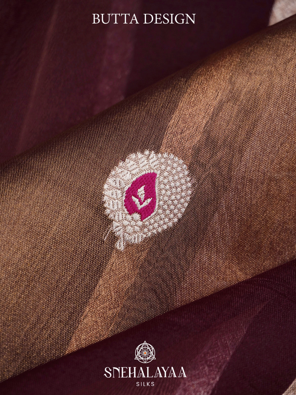 Beige and Brown Kora Silk Saree