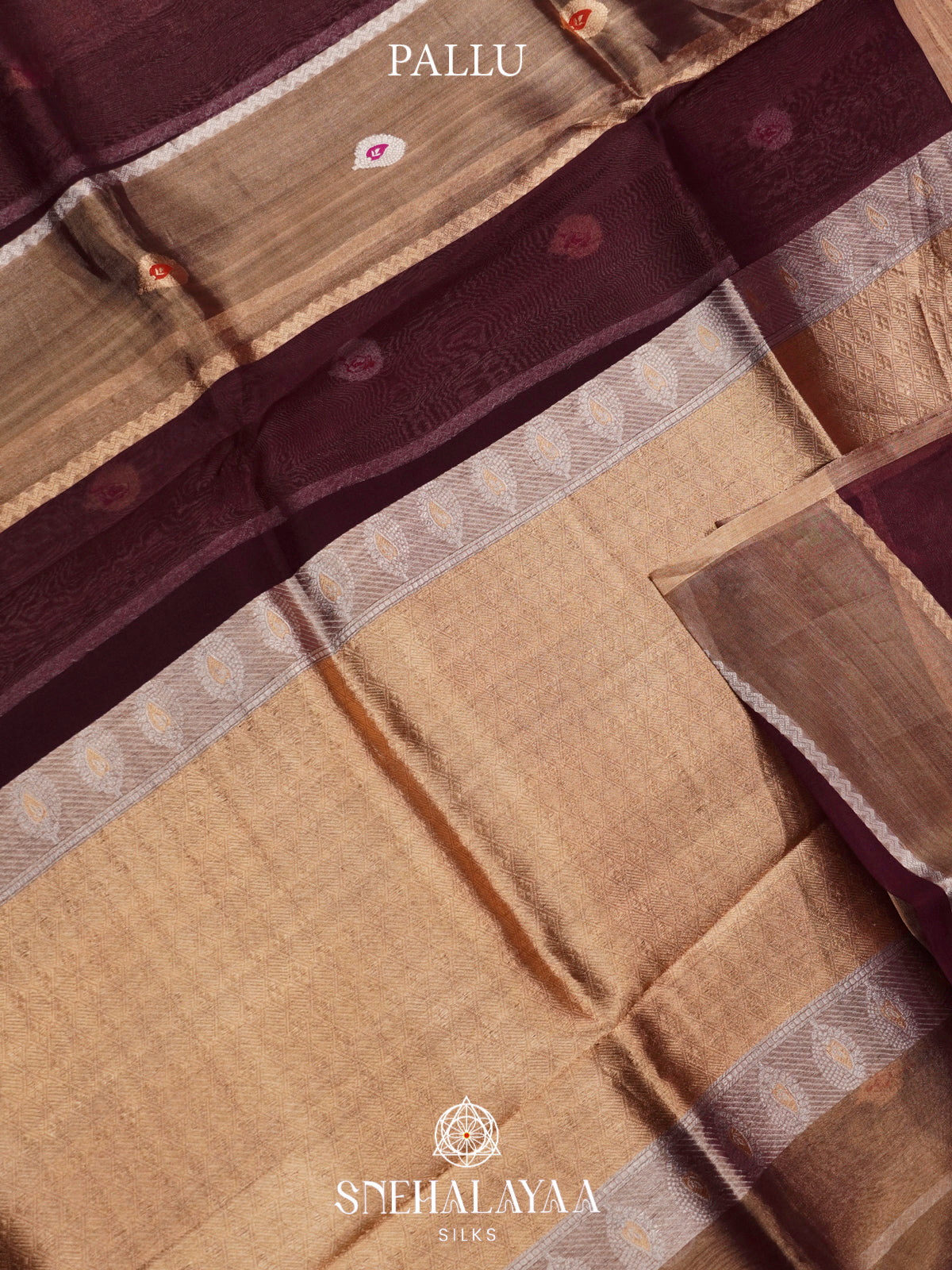 Beige and Brown Kora Silk Saree