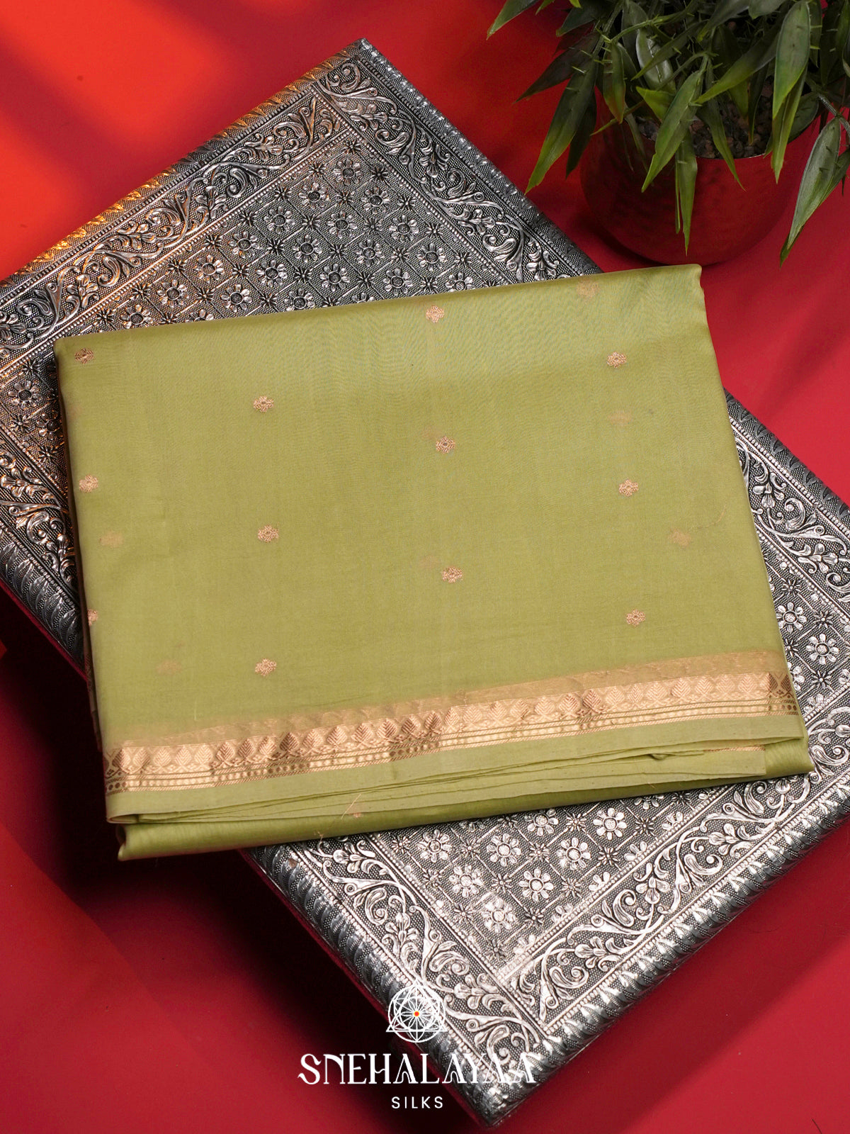 Sage Green Kora Silk Saree