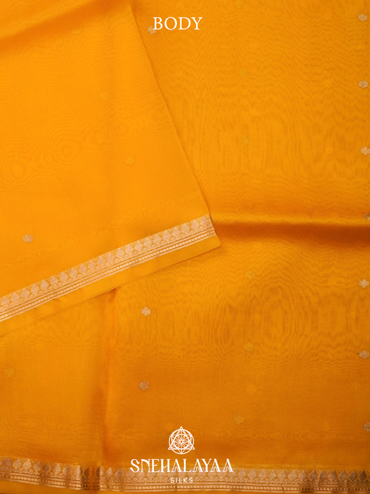 Mustard Yellow Kora Silk Saree
