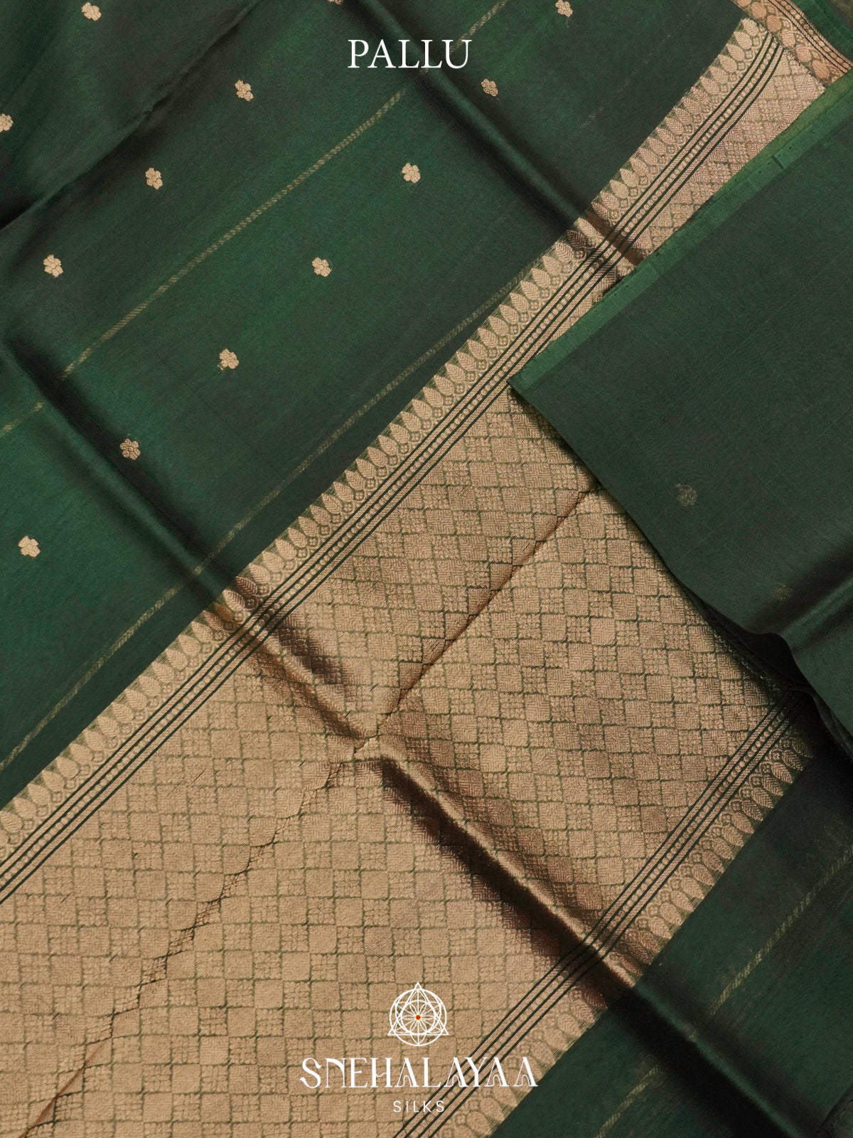 Bottle Green Kora Silk Saree