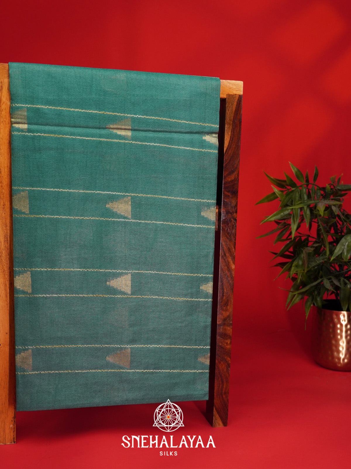 Teal Green Bamboo Silk Saree