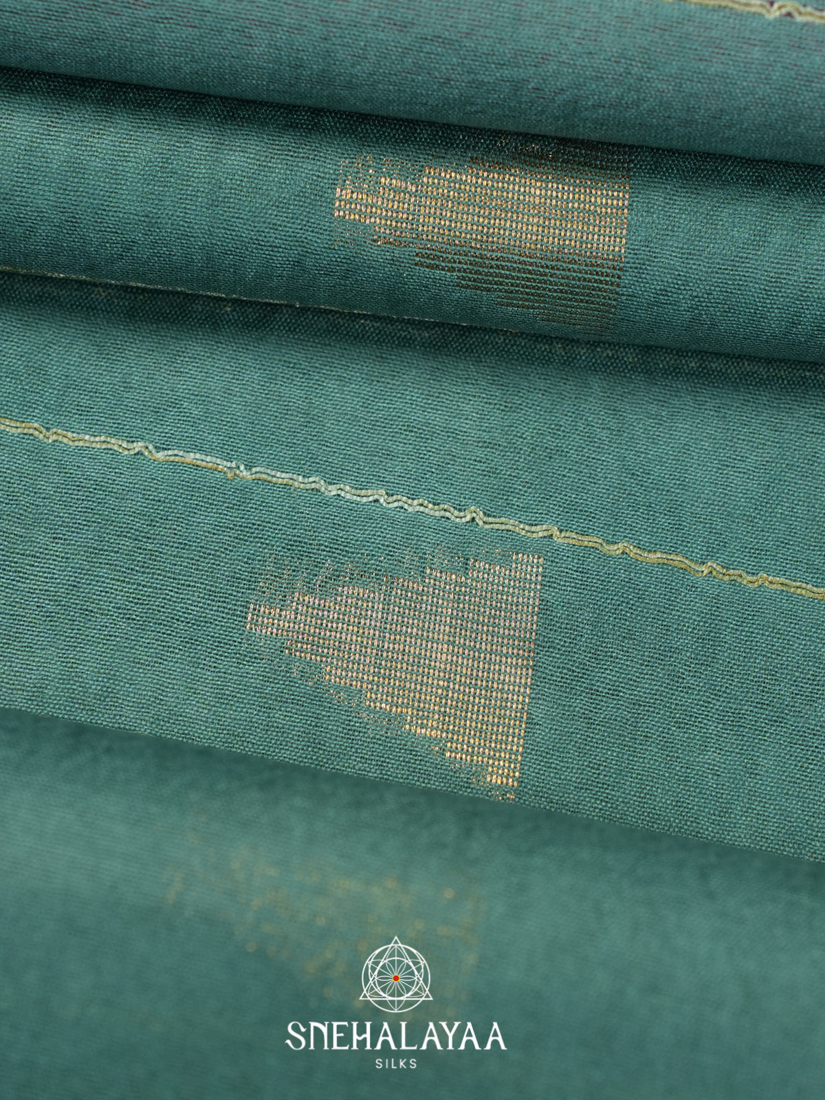 Teal Green Bamboo Silk Saree