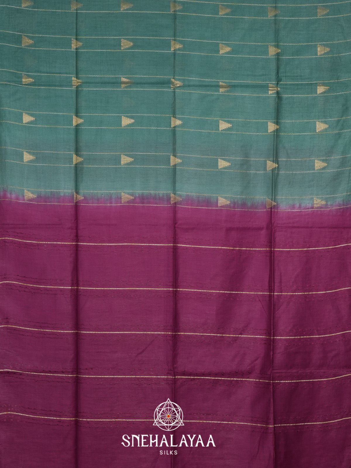 Teal Green Bamboo Silk Saree