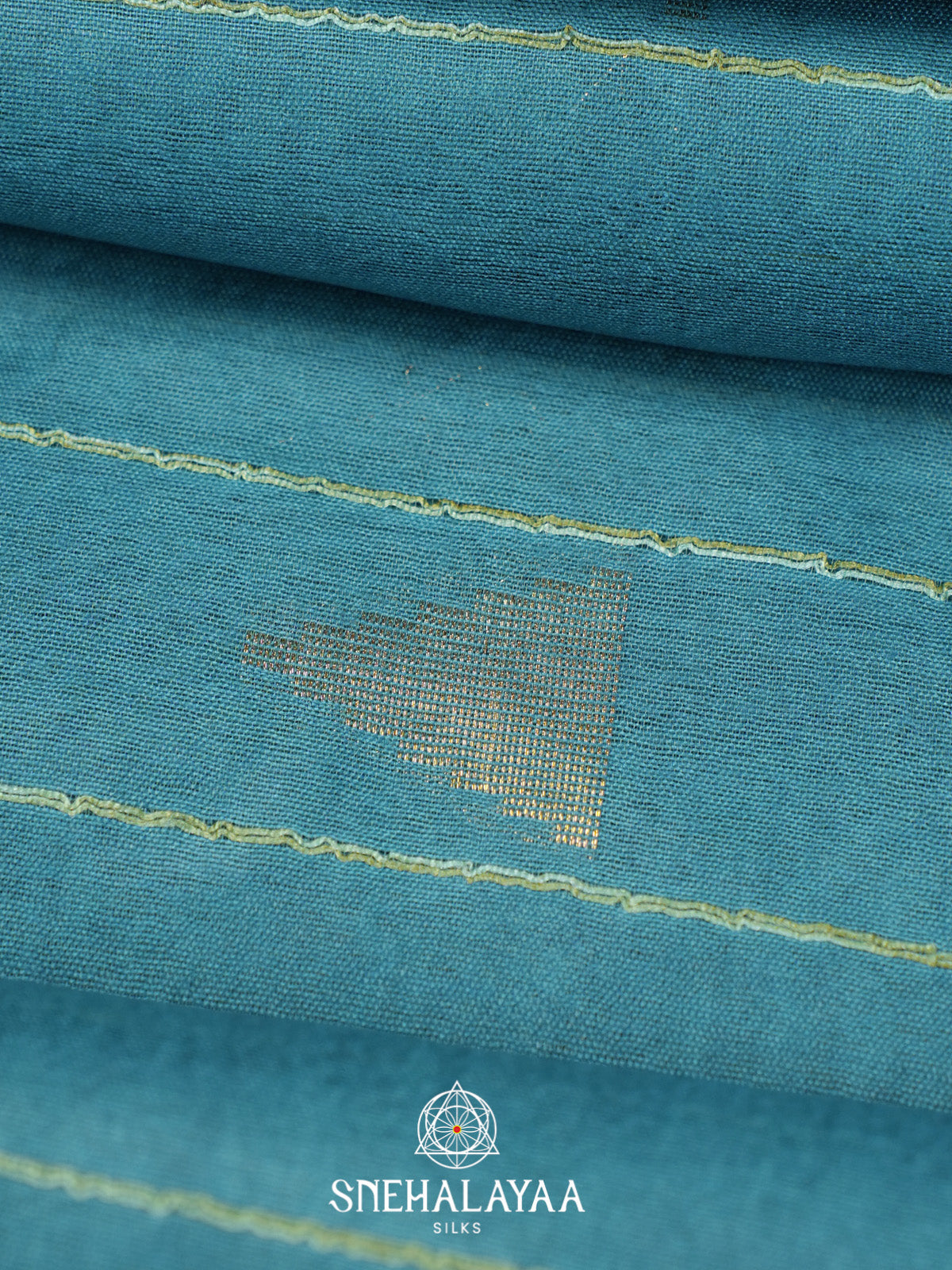 Aqua Blue Bamboo Silk Saree