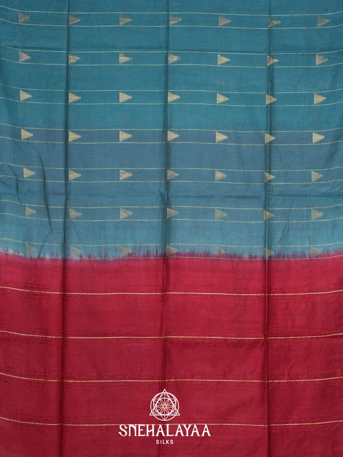 Aqua Blue Bamboo Silk Saree
