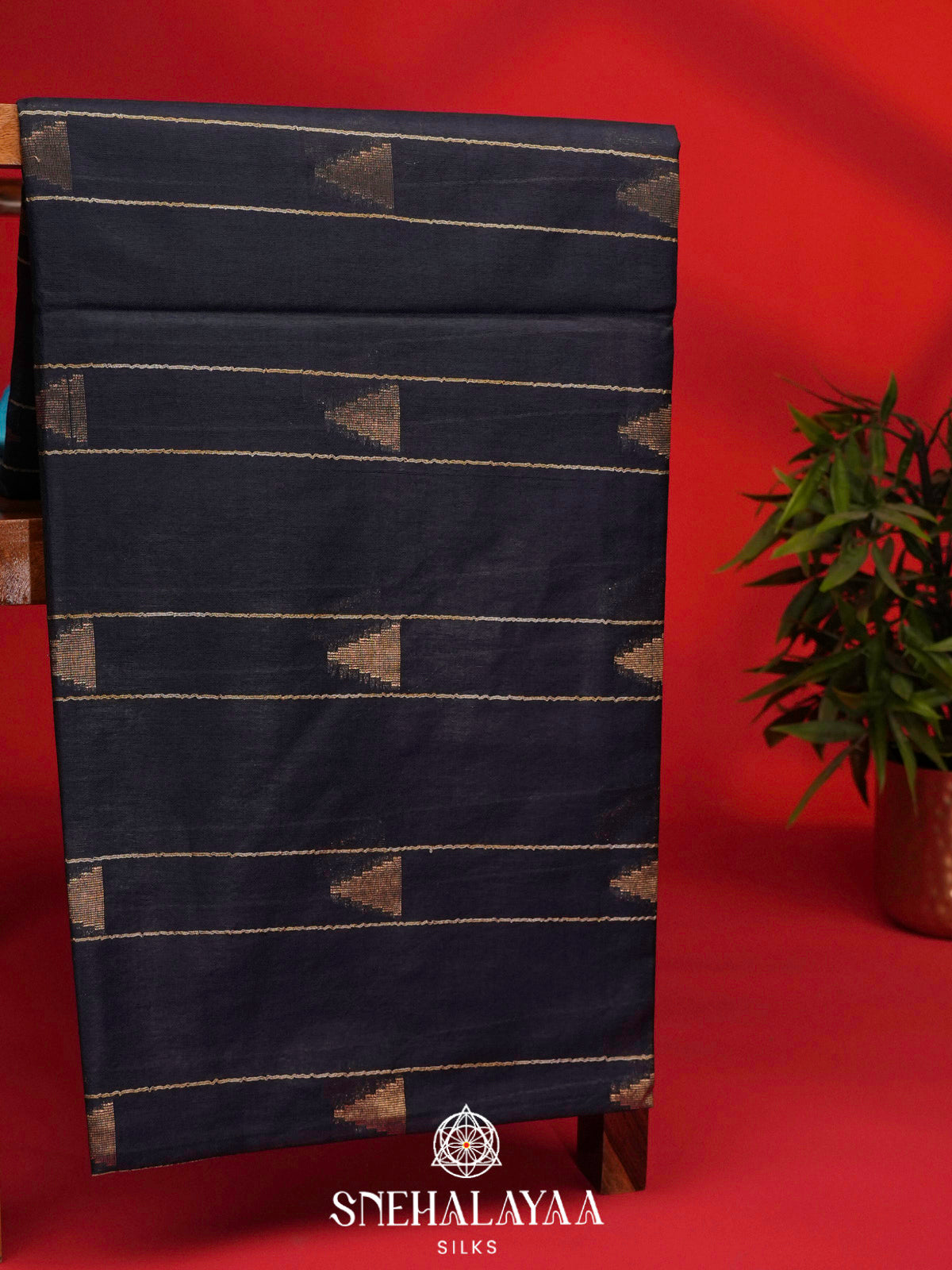 Navy Blue Bamboo Silk Saree