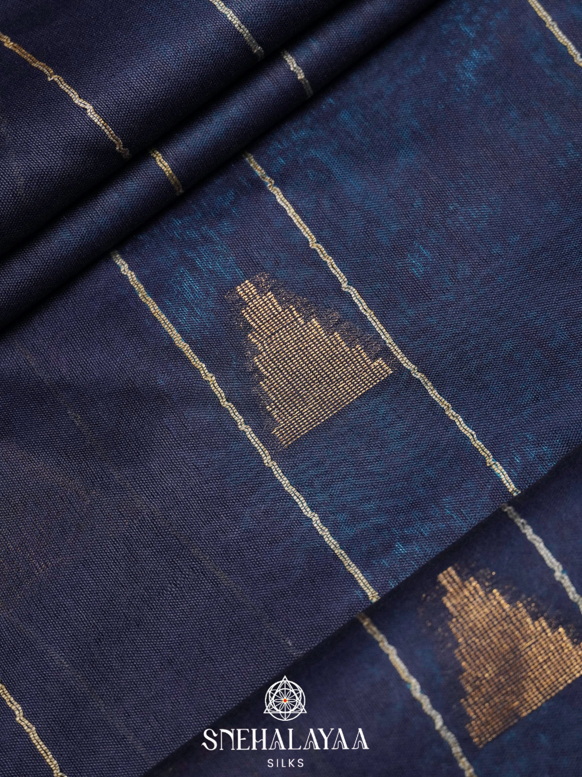 Navy Blue Bamboo Silk Saree