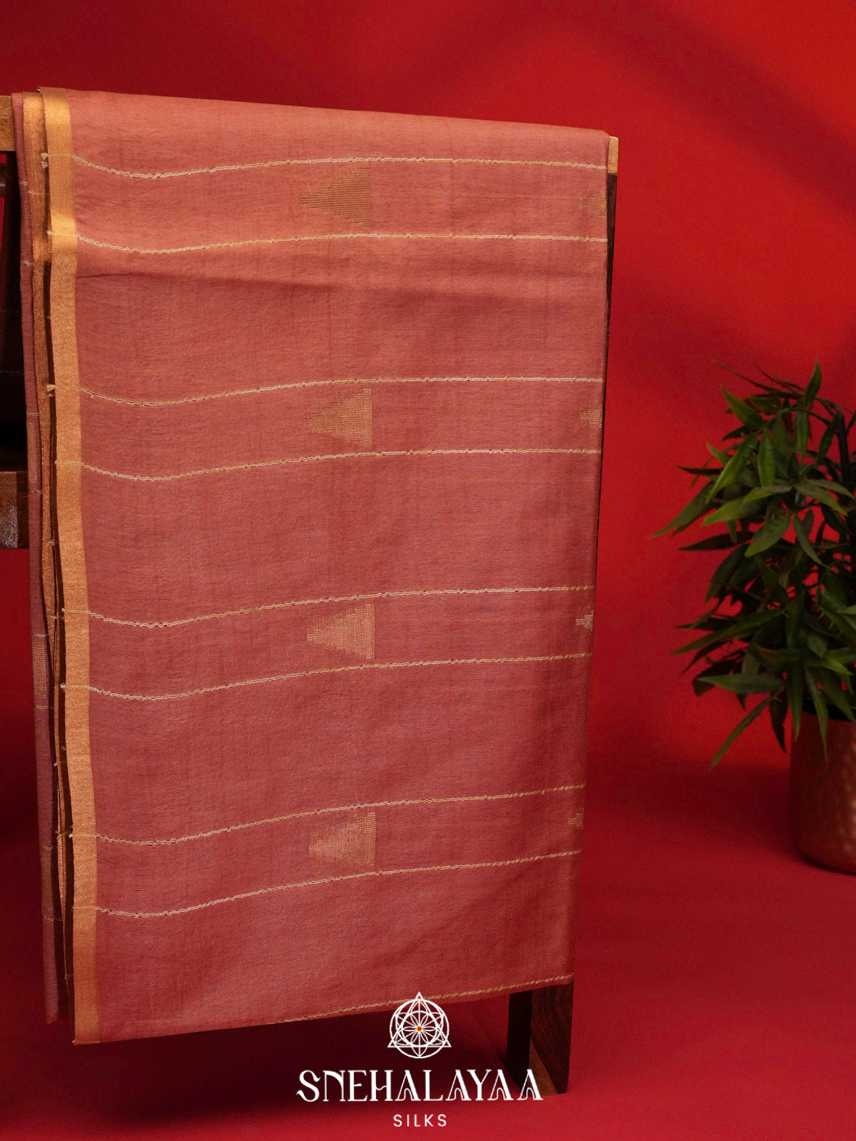 Peach Bamboo Silk Saree