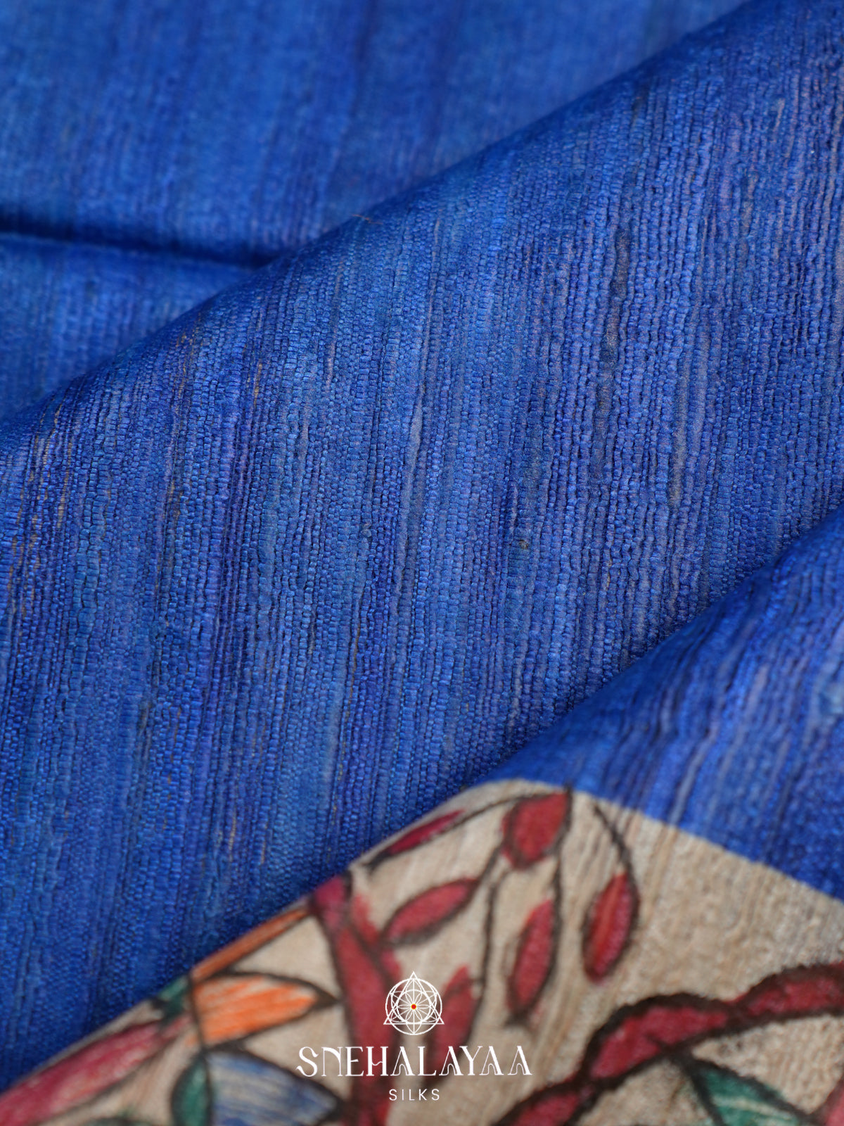 Blue Madhubani Tussar Saree