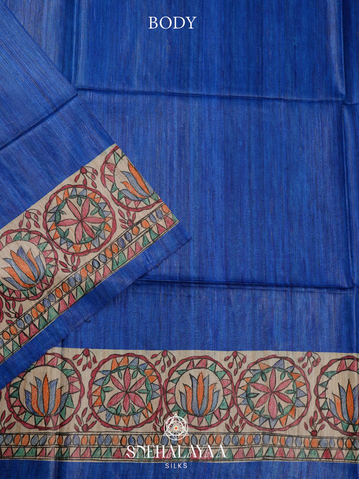 Blue Madhubani Tussar Saree