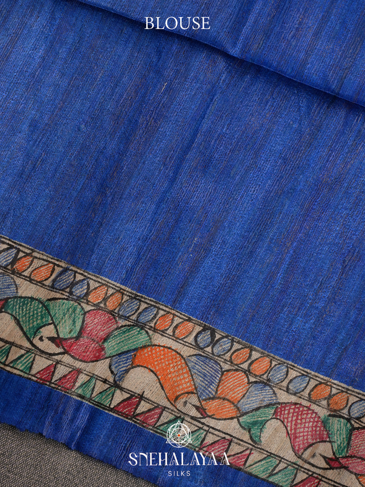 Blue Madhubani Tussar Saree