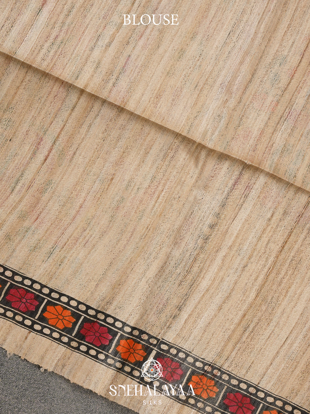 Beige Madhubani Tussar Saree