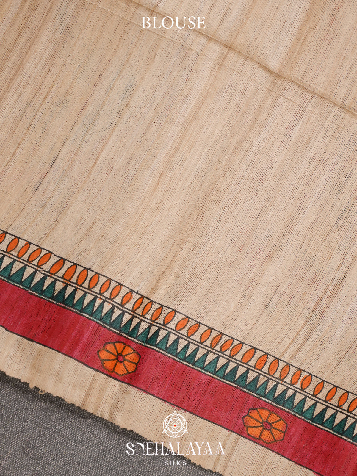 Beige Madhubani Tussar Saree