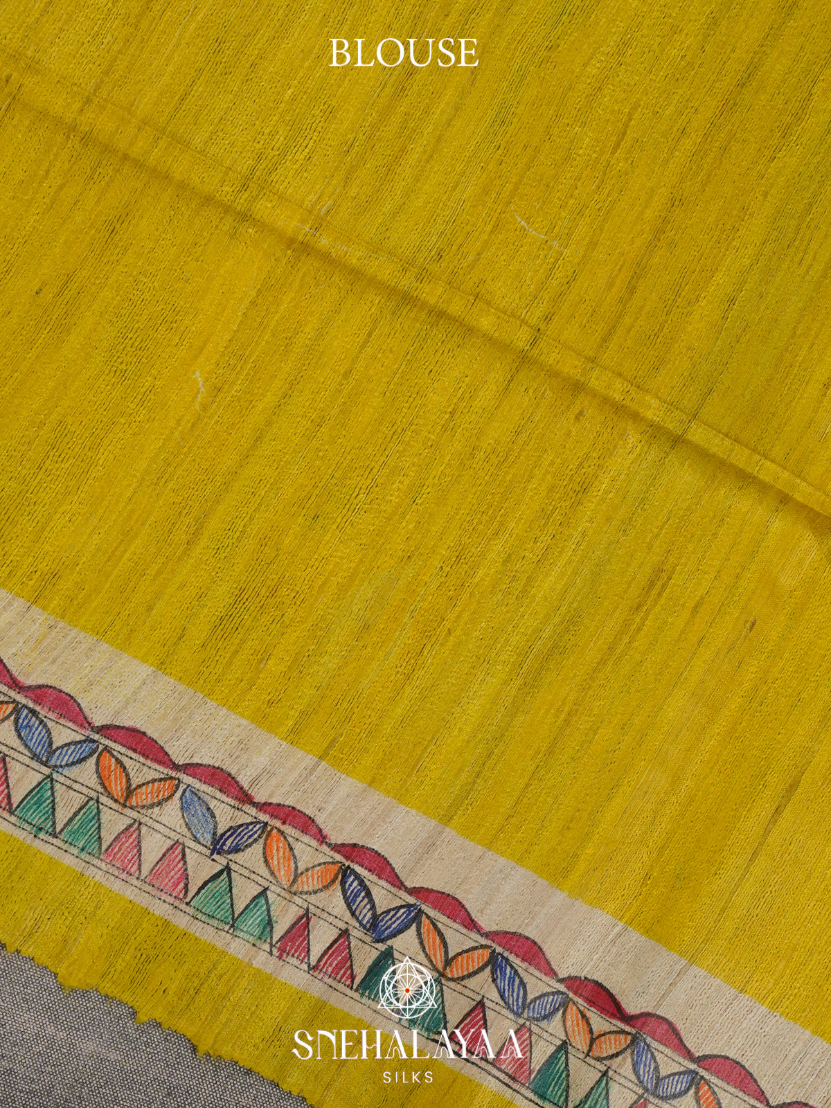 Lemon Yellow Madhubani Tussar Saree