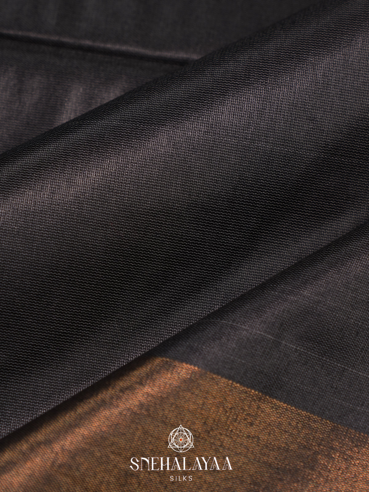 Charcol Black Madhubani Tussar Saree
