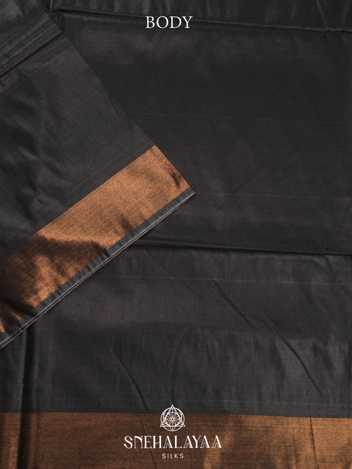 Charcol Black Madhubani Tussar Saree