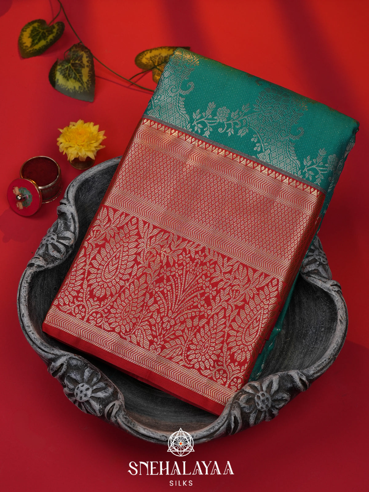 Teal Green Art Silk Saree