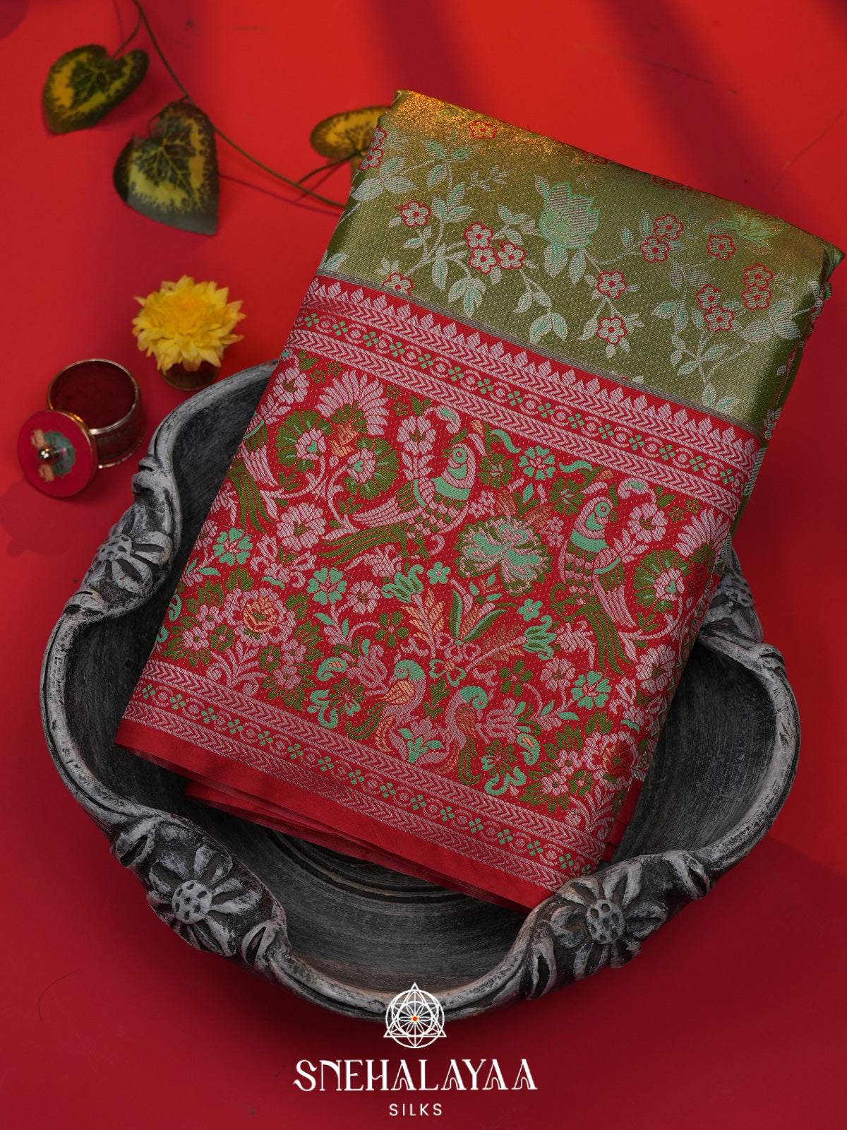 Sage Green Art Silk Saree