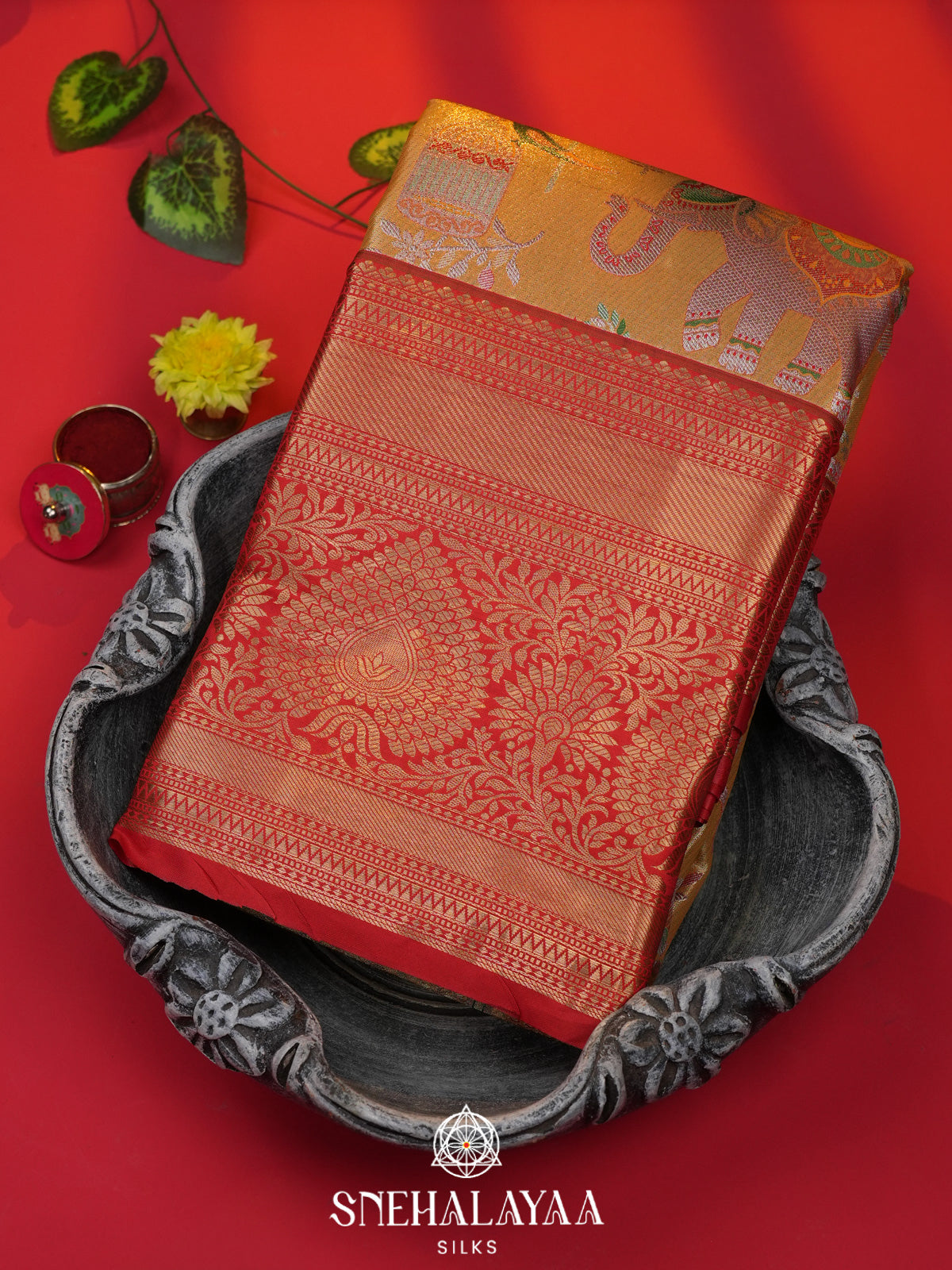 Mustard Art Silk Saree