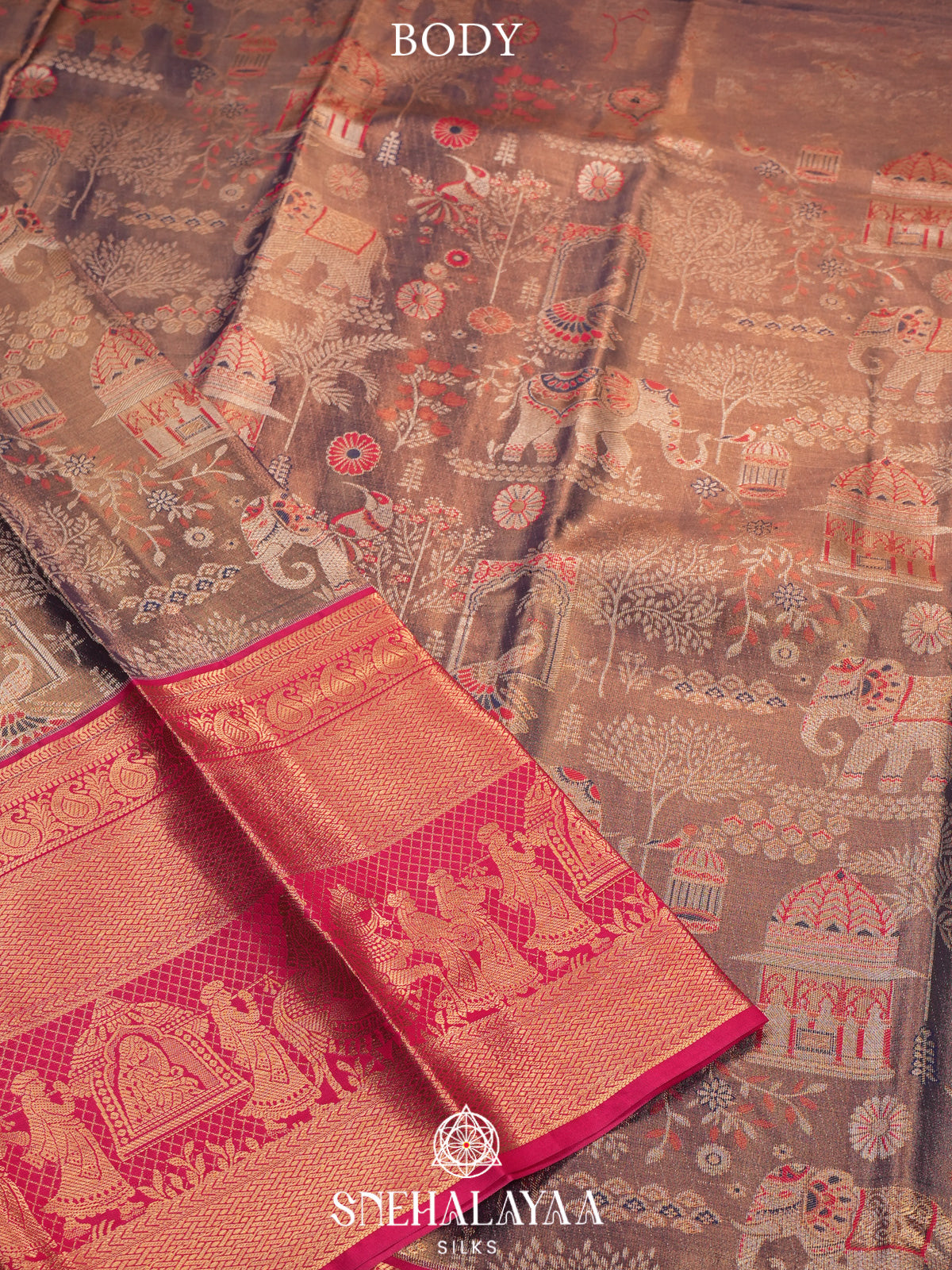 Grey Art Silk Saree