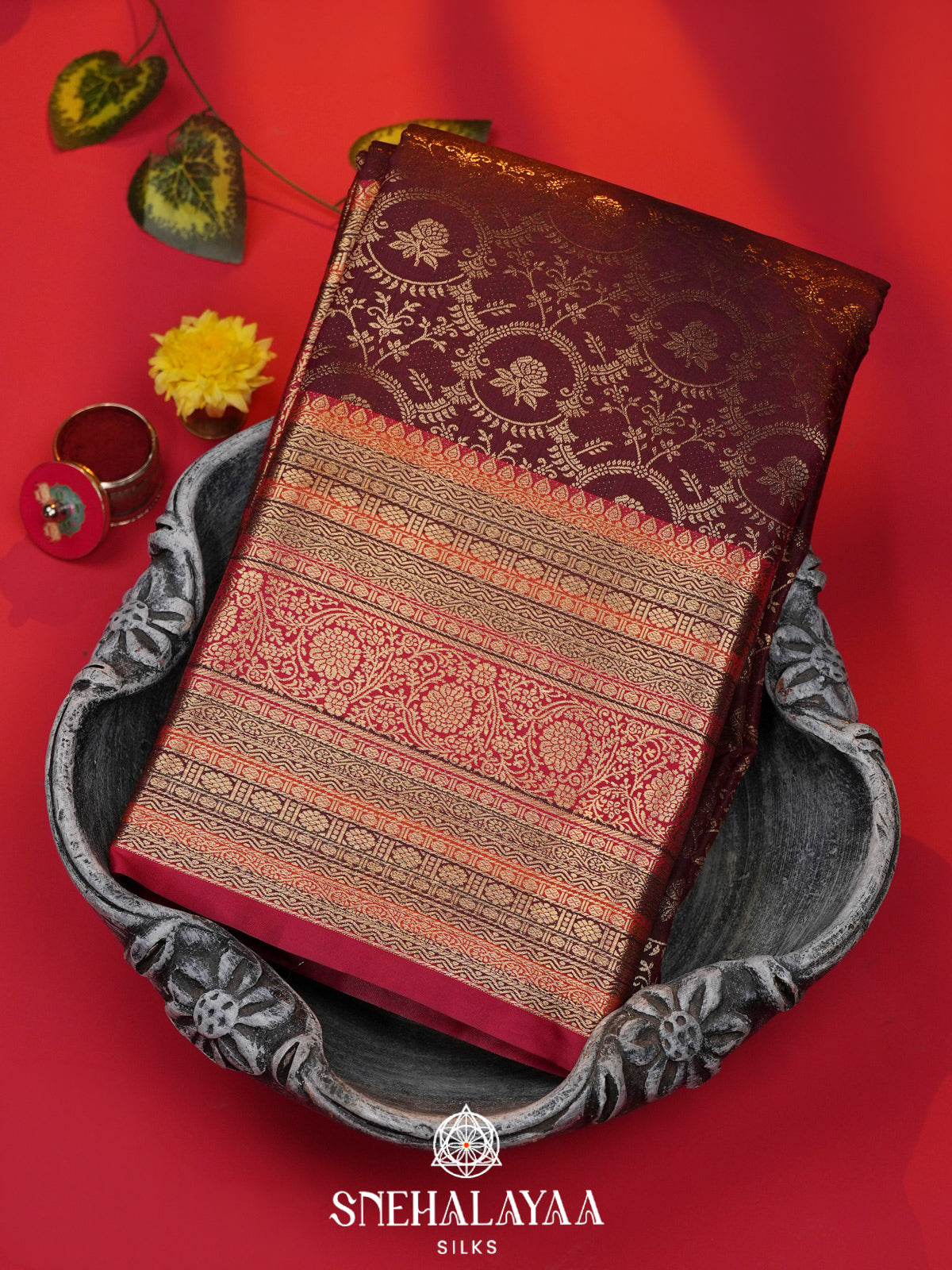 Brown Art Silk Saree