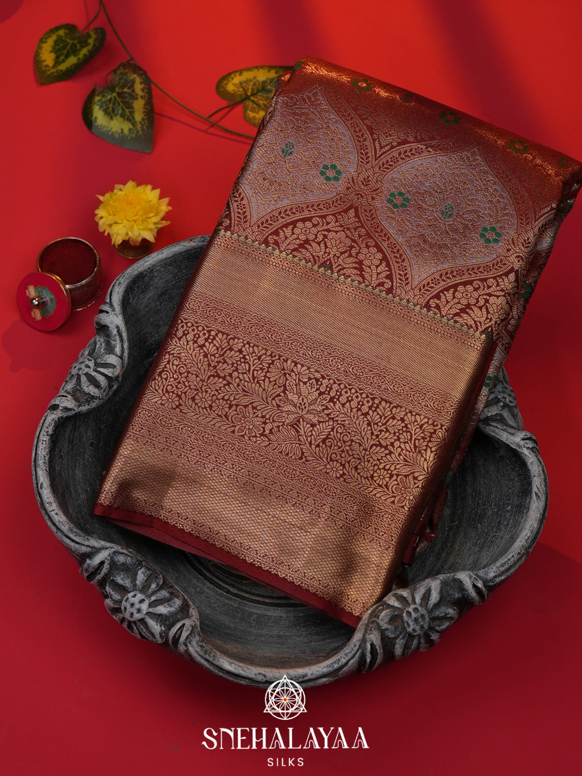 Burgundy Art Silk Saree